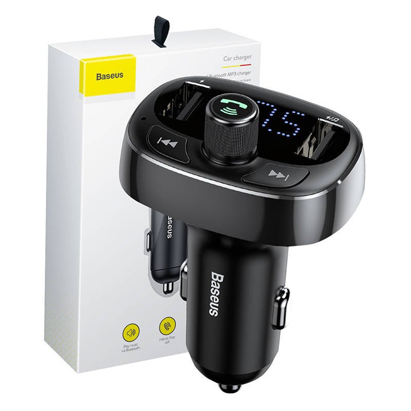FM siųstuvas Baseus T tipo S-09 Bluetooth (juodas)