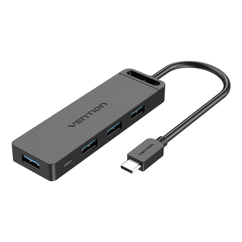 USB-C 3.0 Hub su 4 prievadais ir maitinimo adapteriu Vention TGKBD 0.5m Juodas ABS