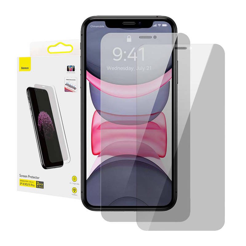 Baseus 0,3 mm ekrano apsauga (2 vnt. pakuotė), skirta iPhone X/XS/11 Pro 5,8 colio