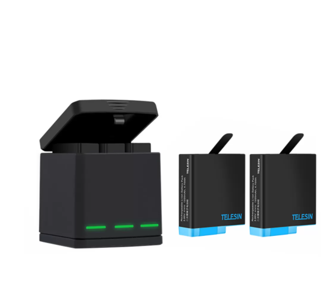 3 lizdų įkroviklio dėžutė Telesin GoPro Hero 8 + 2 baterijos (GP-BNC-801)