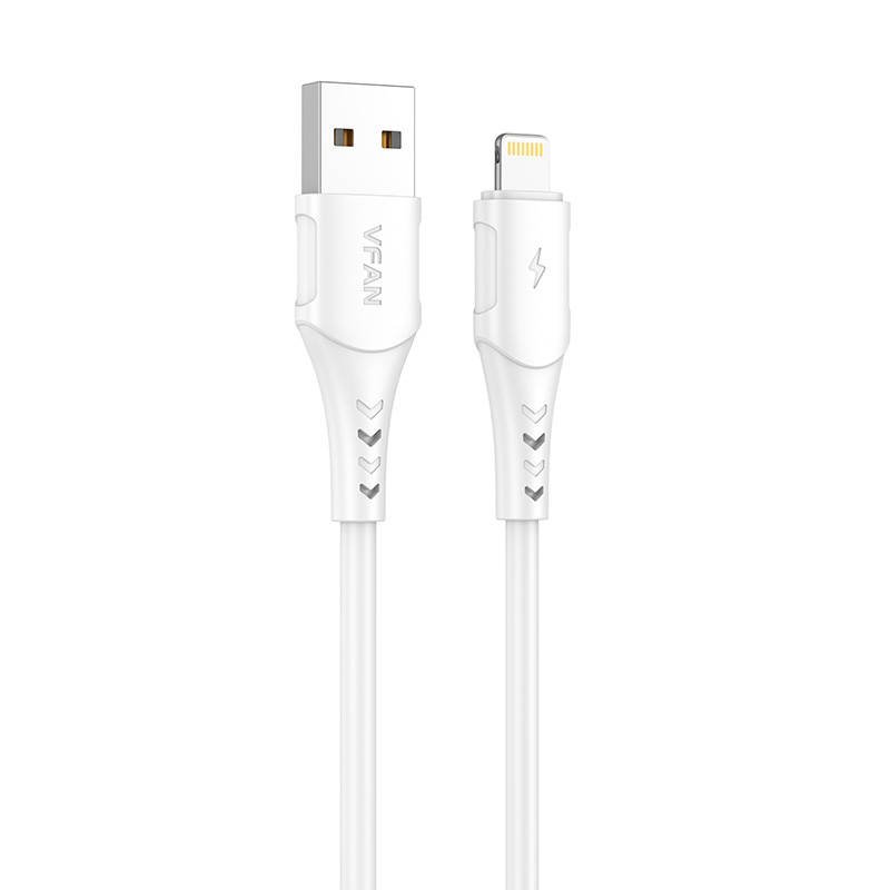 USB ir Lightning kabelis VFAN Colorful X12, 3A, 1 m (baltas)
