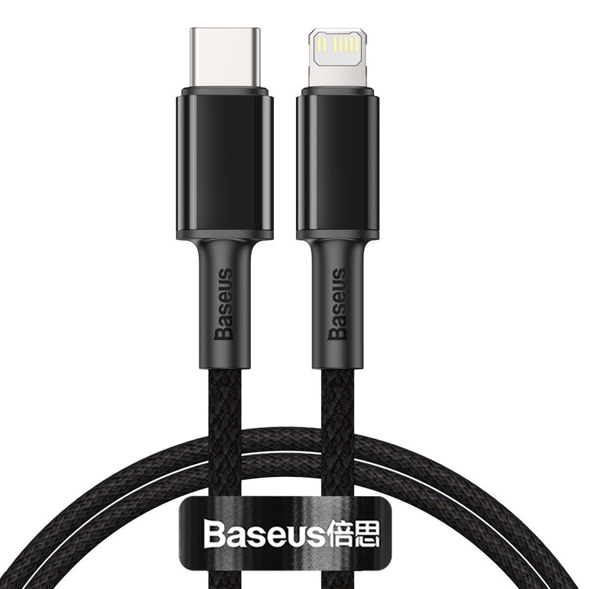 Baseus didelio tankio pintas kabelis nuo C tipo iki Lightning, PD, 20 W, 2 m (juodas)