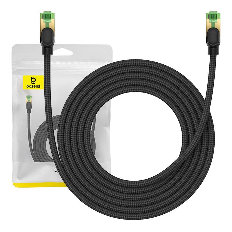 Apsuktas tinklo kabelis Cat.8 Baseus Ethernet RJ45, 40Gbps, 3m (juodas)