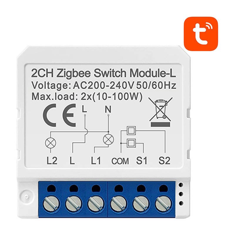 Išmanusis jungiklio modulis ZigBee Avatto LZWSM16-W2 be neutralo TUYA