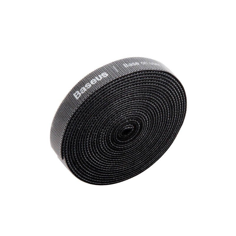 Baseus vaivorykštiniai apskritimo formos velcro dirželiai 3 m juodi