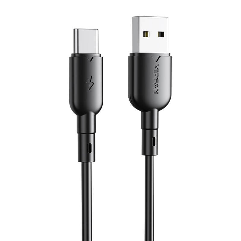 USB ir USB-C kabelis VFAN Colorful X11, 3A, 1 m (juodas)