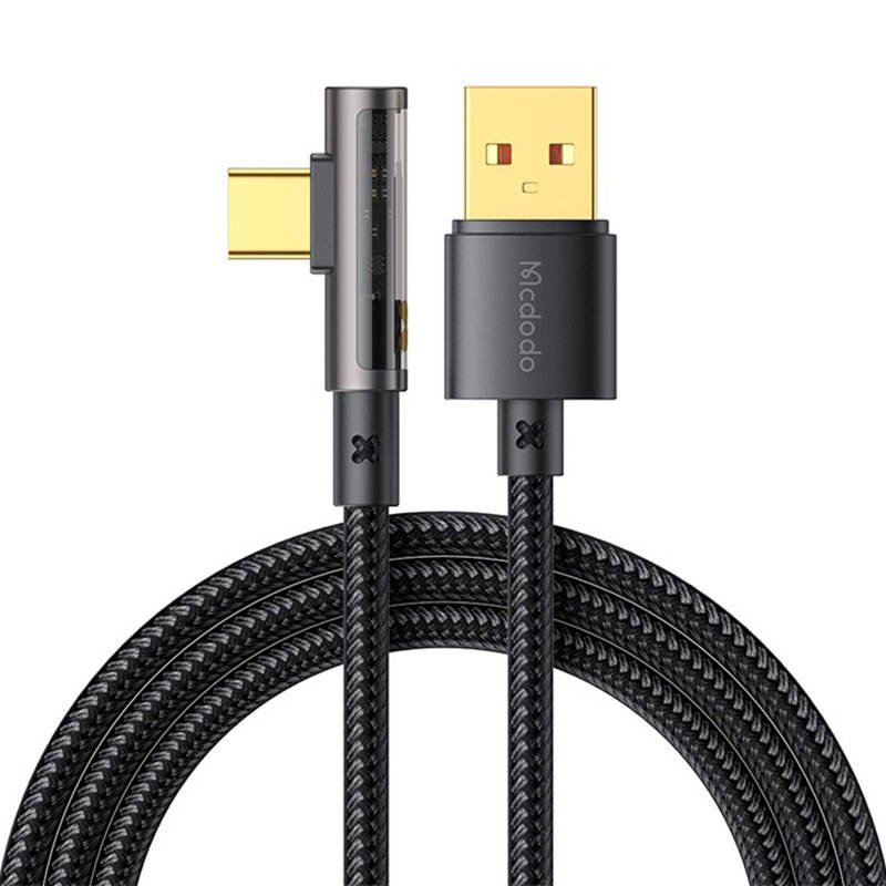 USB į USB-C prizmės 90 laipsnių kabelis Mcdodo CA-3380, 6A, 1,2 m (juodas)