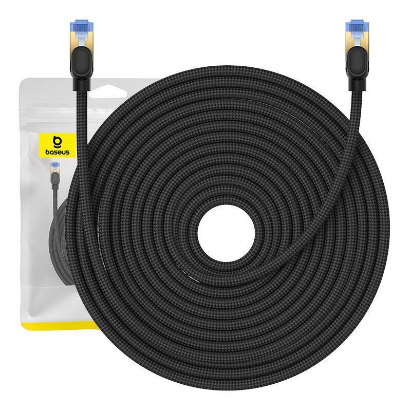 Apsuktas tinklo kabelis Cat.7 Baseus Ethernet RJ45, 10Gbps, 25m (juodas)