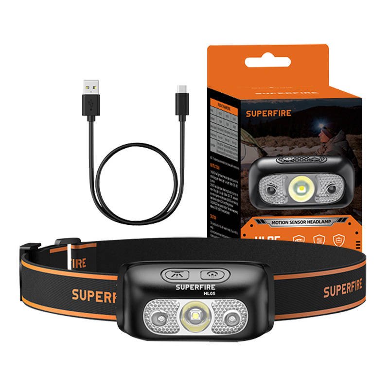 Žibintuvėlis ant galvos Superfire HL05-E, 120 lm, USB