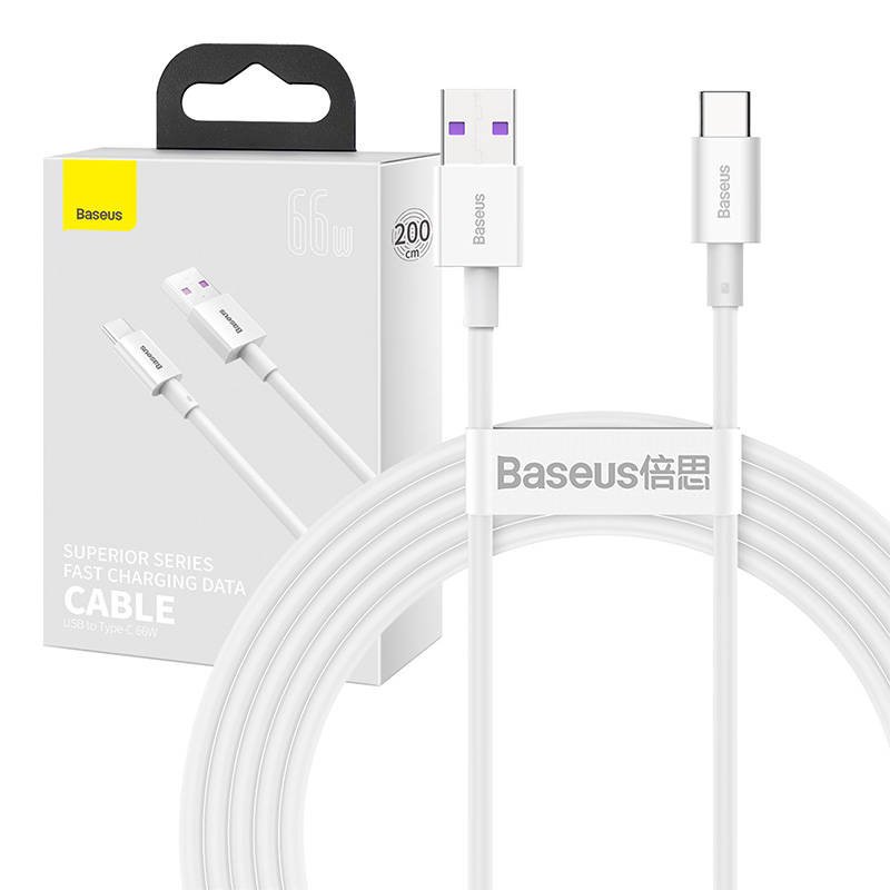 Baseus Superior serijos kabelis iš USB į USB-C, 66 W, 2 m (baltas)