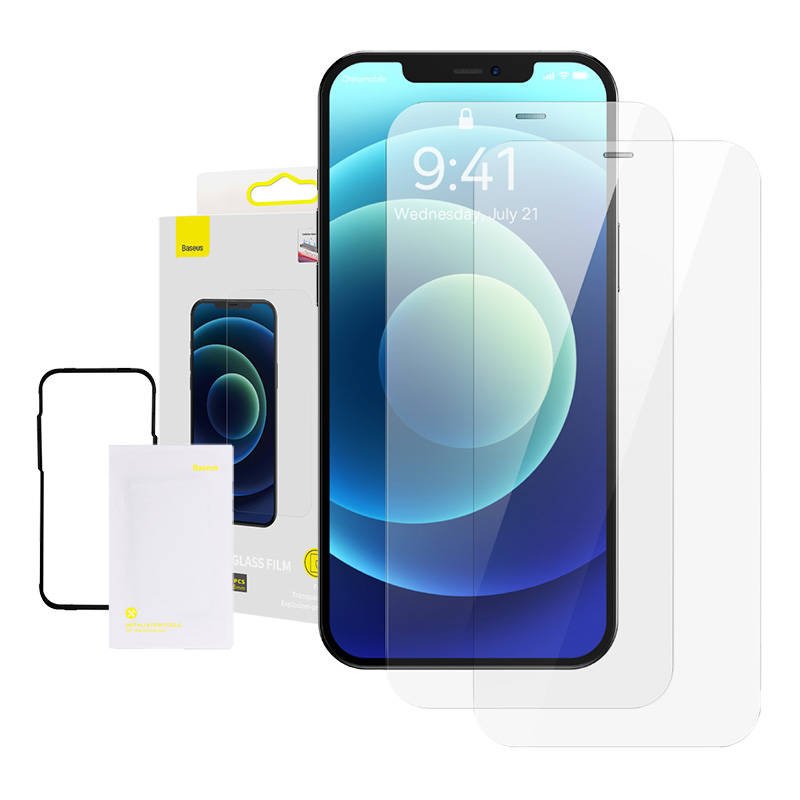Grūdintas 0,3 mm Baseus stiklas, skirtas iPhone 12 Pro Max 6,7 colio (2 vnt.)