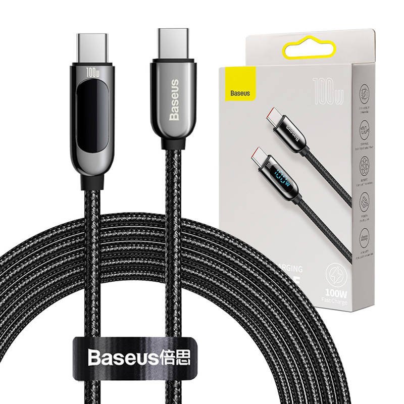 Kabelis USB-C į USB-C Baseus Display, 100 W, 2 m (juodas)