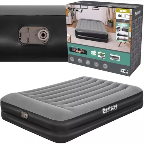 Dvivietis čiužinys su įmontuota pompa ir pagalve 203x152x46cm BESTWAY 67403