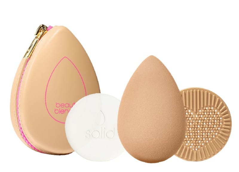 Makiažo kempinėlės rinkinys Beautyblender Bronze Besties BB20321, rinkinį sudaro: makiažo kempinėlė, muiliukas, silikoninis padelis, dėkliukas