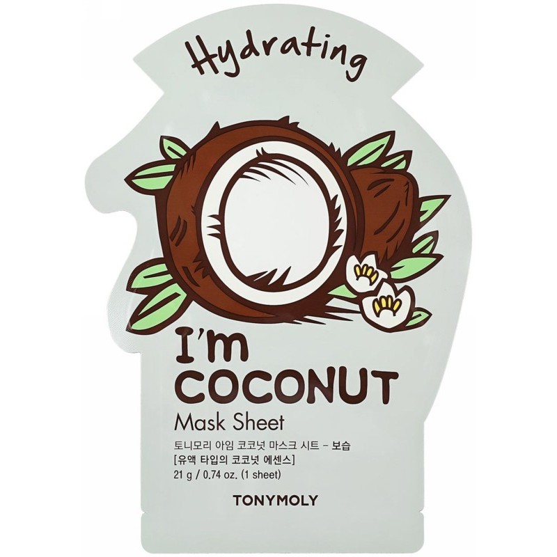 Veido kaukė TONYMOLY I´m Coconut Mask Sheet TM00000894, drėkinanti, 21 g