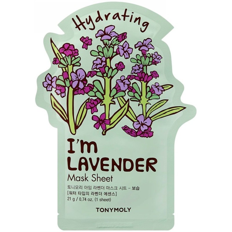 Veido kaukė TONYMOLY I´m Lavender Mask Sheet TM00000716, drėkinanti, 21 g