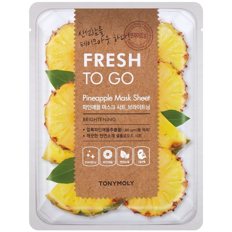 Veido kaukė TONYMOLY Fresh To Go Pineapple Mask Sheet TM00002358, šviesinanti