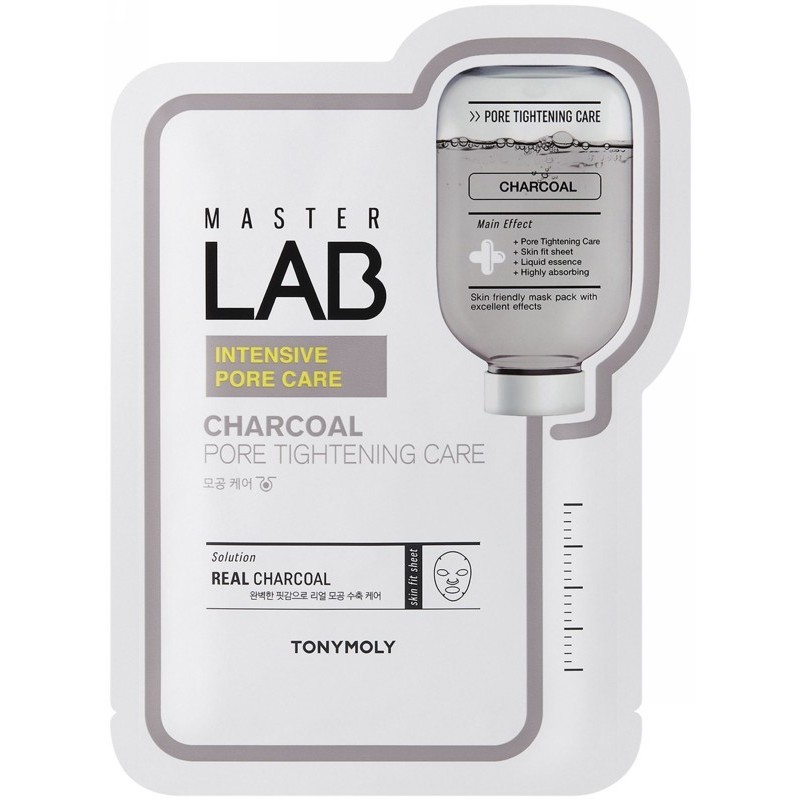 Veido kaukė TONYMOLY Master Lab Sheet Mask Charcoal TM00005968, sutraukianti poras, 19 g