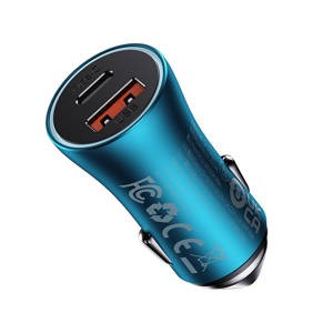 "Baseus Golden Contactor Max" automobilinis įkroviklis, USB + USB-C, 60 W (mėlynas)