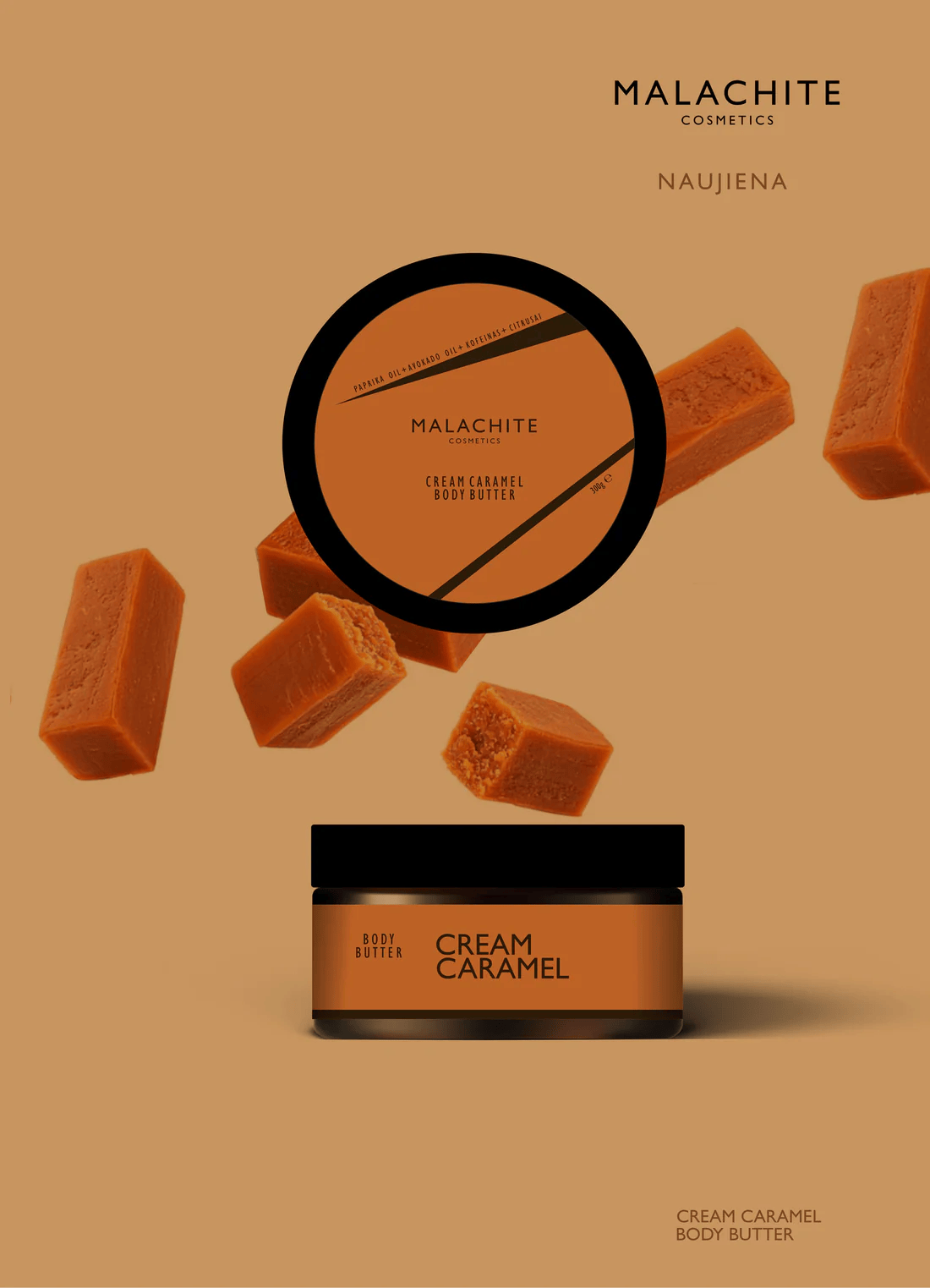 Kūno sviestas MALACHITE COSMETICS "cream caramel", 200ml Kūno sviestas MALACHITE COSMETICS "cream caramel", 200ml