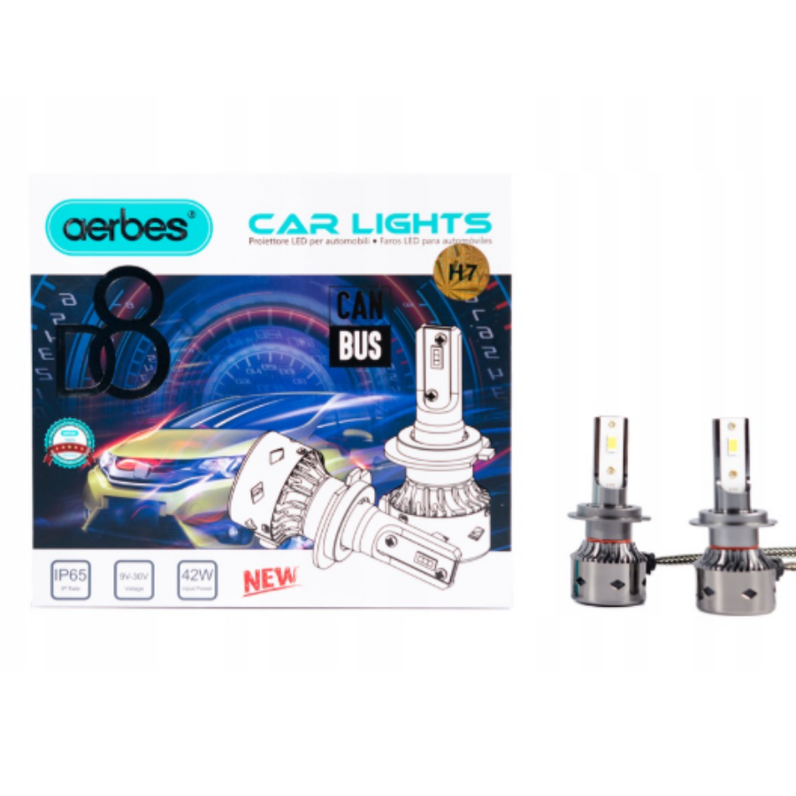 H7 LED D8 6000K 43W automobilių lemputės su canbus