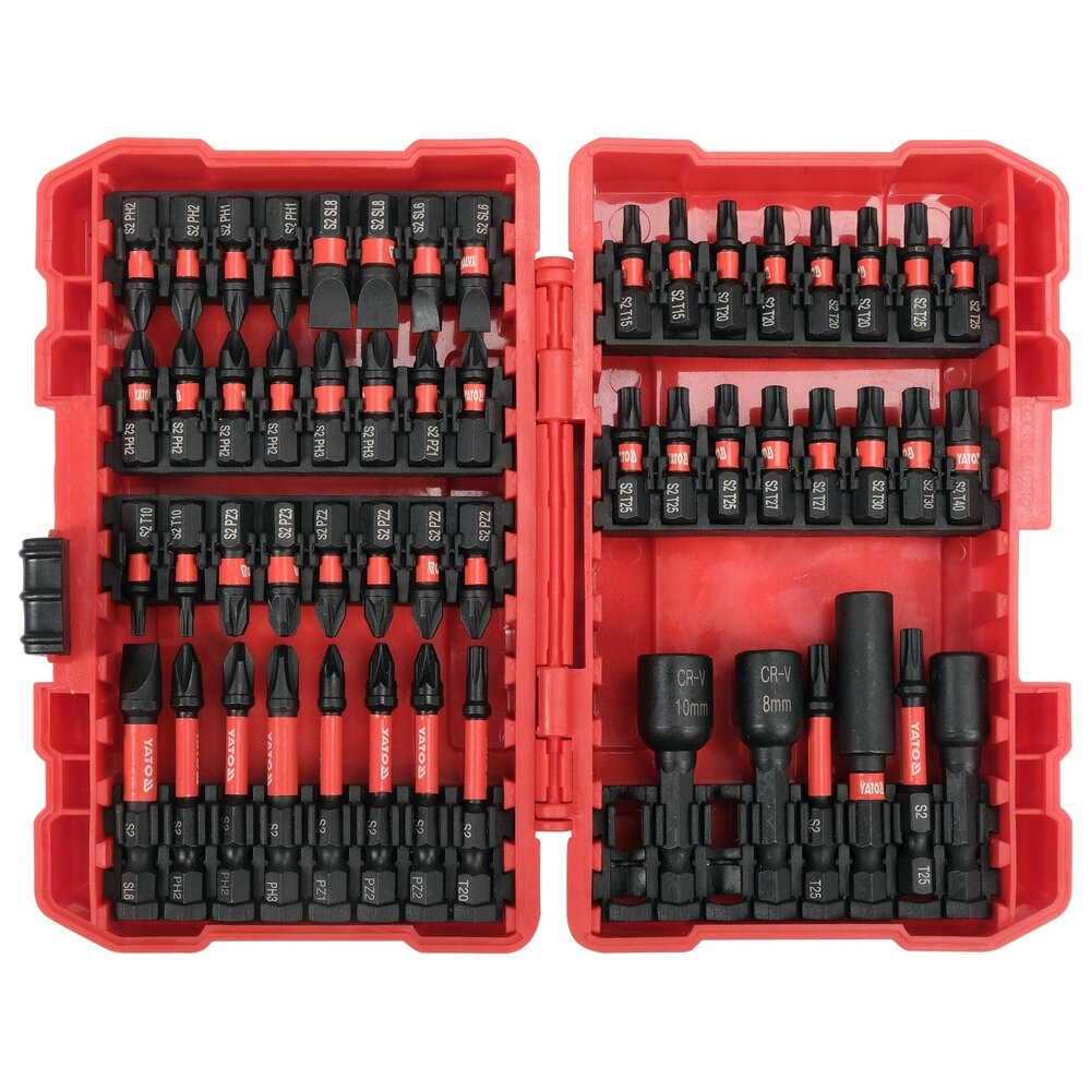 1/4" Smūginių keičiamų antgalių rinkinys (PLOKŠČIAS,PZ,PH,TORX) 54vnt.
