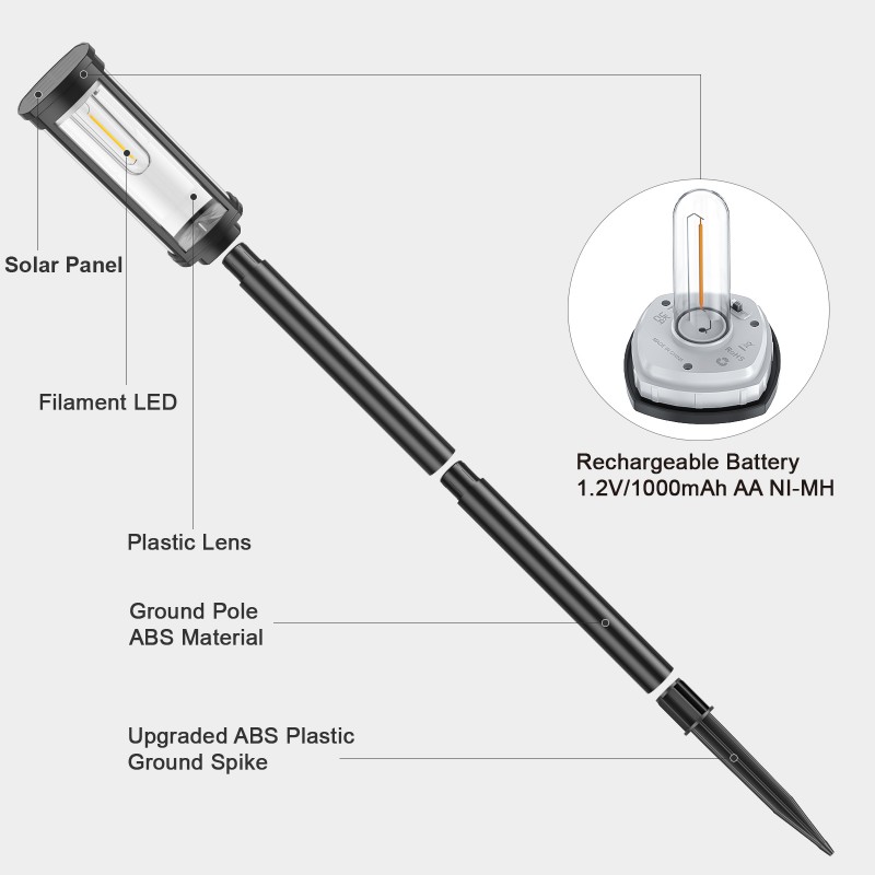 SUNARI saulės lempa LED FLS-97 CLASSIC Post 3000K 1000mAh Ni-MH amžinoji šviesa