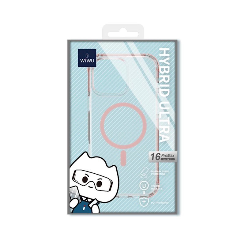 Magnetinis dėklas WIWU Magsafe Hybrid Ultra, telefonui iPhone 16 6,1 skaidrus rožinis HCC-203