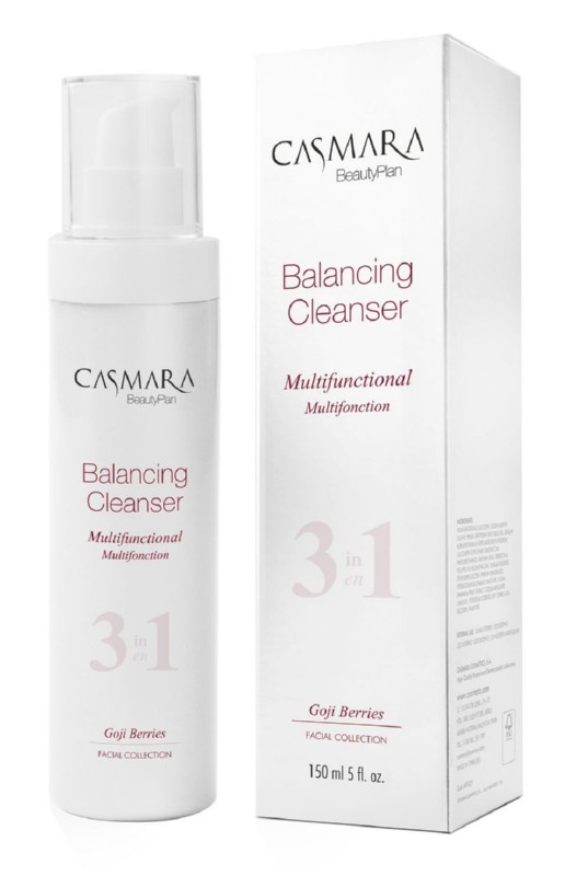 Prausiklis veido odai Casmara Balancing Cleanser Multifunctional 3 in 1 CASA91001, skirtas visų tipų odai, su Gojos uogų ekstraktu, 150 ml