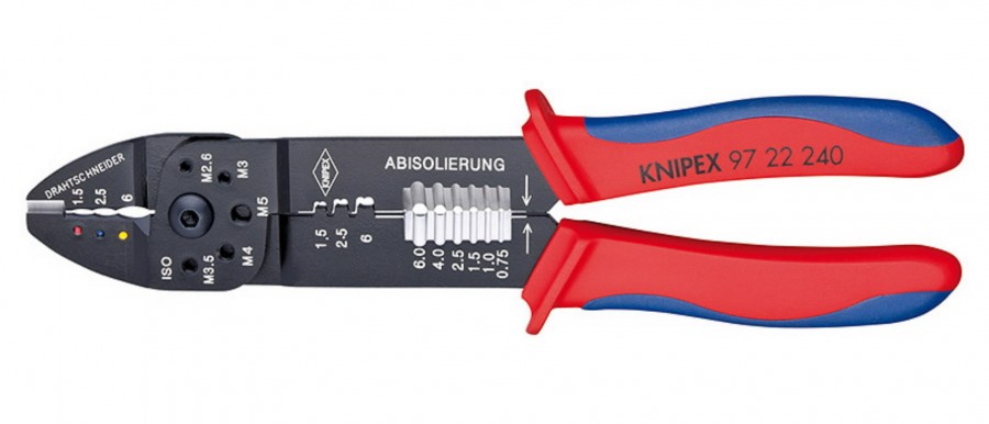 Kabelio nužievinimo ir jungčių užspaudimo replės 240mm, 97 22 240 KNIPEX