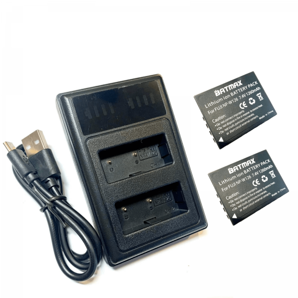 2x Fujifilm akumuliatorius NP-W126 1260 mAh+ dvigubas pakrovėjas