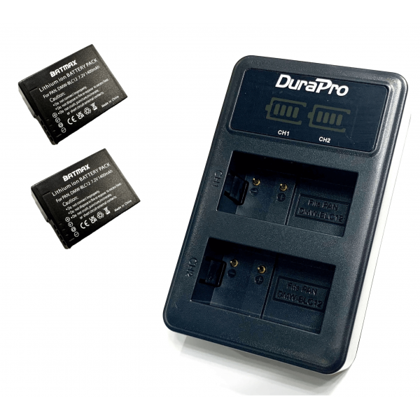 2x Panasonic DMW-BLC12 akumuliatorius 1400 mAh+ dvigubas pakrovėjas