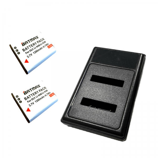 2x Olympus LI-90B akumuliatorius 1280 mAh+ dvigubas pakrovėjas