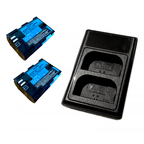 2x Canon LP-E6 akumuliatorius 2000 mAh+ dvigubas pakrovėjas