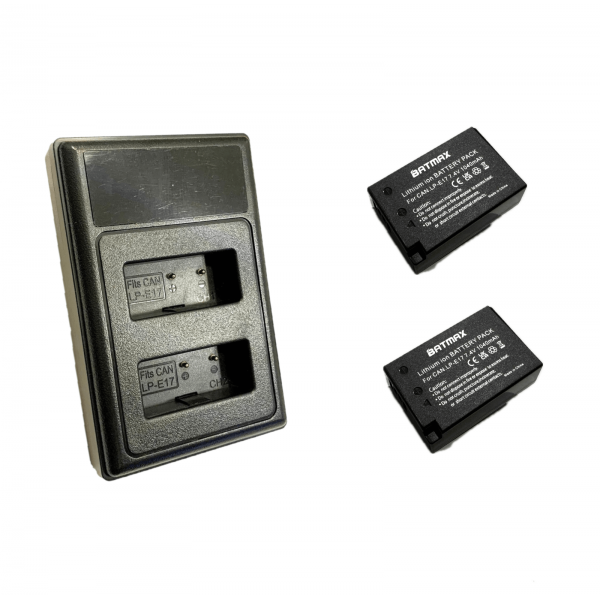 2x Canon LP-E17 akumuliatorius 1040 mAh+ dvigubas pakrovėjas