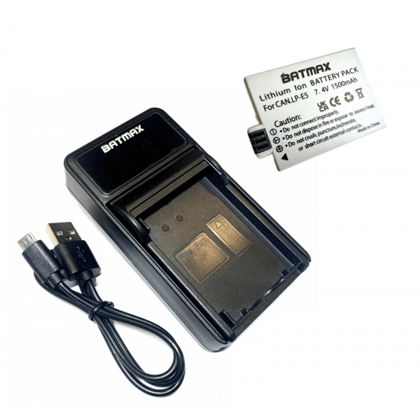 Canon akumuliatorius LP-E5 1500 mAh + greitasis LED pakrovėjas