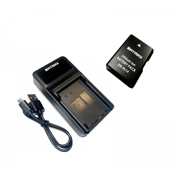 Nikon EN-EL14 akumuliatorius 1200 mAh + greitasis LED pakrovėjas
