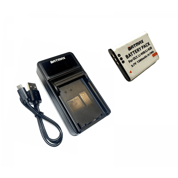 Olympus LI-90B akumuliatorius 1280 mAh + greitasis LED pakrovėjas
