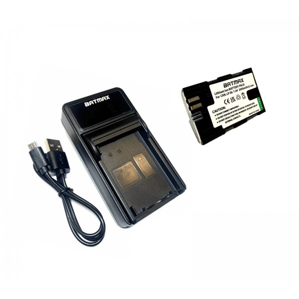 Canon LP-E6 akumuliatorius 2000 mAh + greitasis LED pakrovėjas
