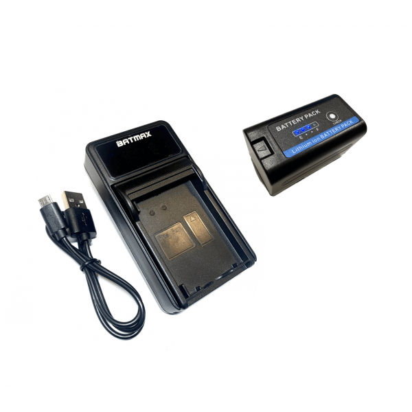 Sony NP-F750 PRO Type-C akumuliatorius su indikatoriumi 6400 mAh + greitasis LED pakrovėjas