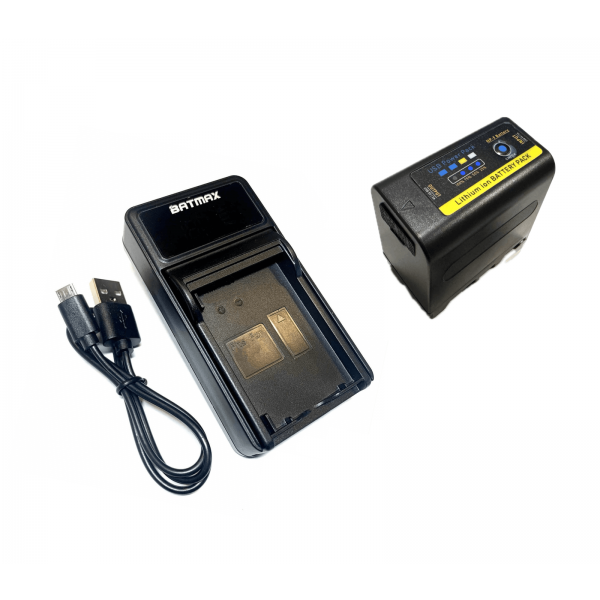 Sony NP-F970 PRO USB-C akumuliatorius su indikatoriumi 9600 mAh + greitasis LED pakrovėjas