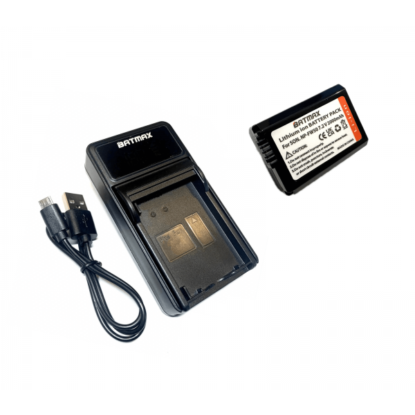 Sony NP-FW50 akumuliatorius 2000 mAh + greitasis LED pakrovėjas