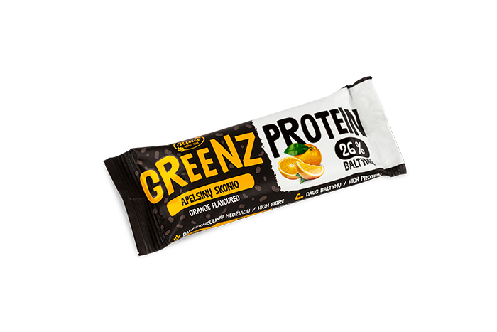 „Rūta” Apelsinų skonio baltymų užkandis „Greenz PROTEIN“, 34 g