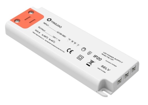 12W impulsinis LED maitinimo šaltinis 12V 1A, 3 išėjimai L813, IP20, 12.5x46x128mm