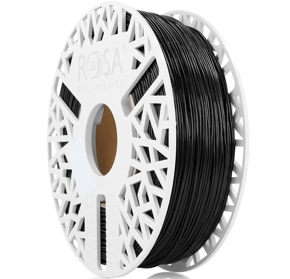 3D plastikas TPU 96A juoda 1.75mm 1kg Rosa3D