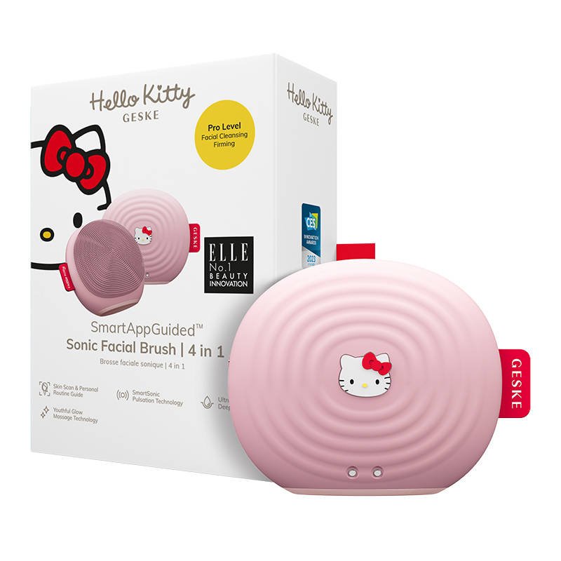 Ultragarsinis veido valymo šepetėlis 4in1 Geske su programėle (Hello Kitty rožinis)