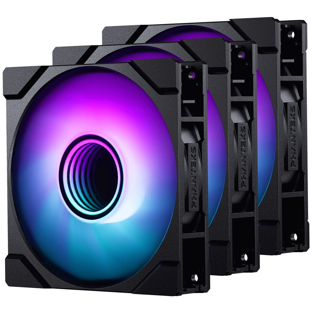 PHANTEKS M25 Gen2 PWM D-RGB ventiliatorių rinkinys, 3 vnt., 120 mm, juodas
