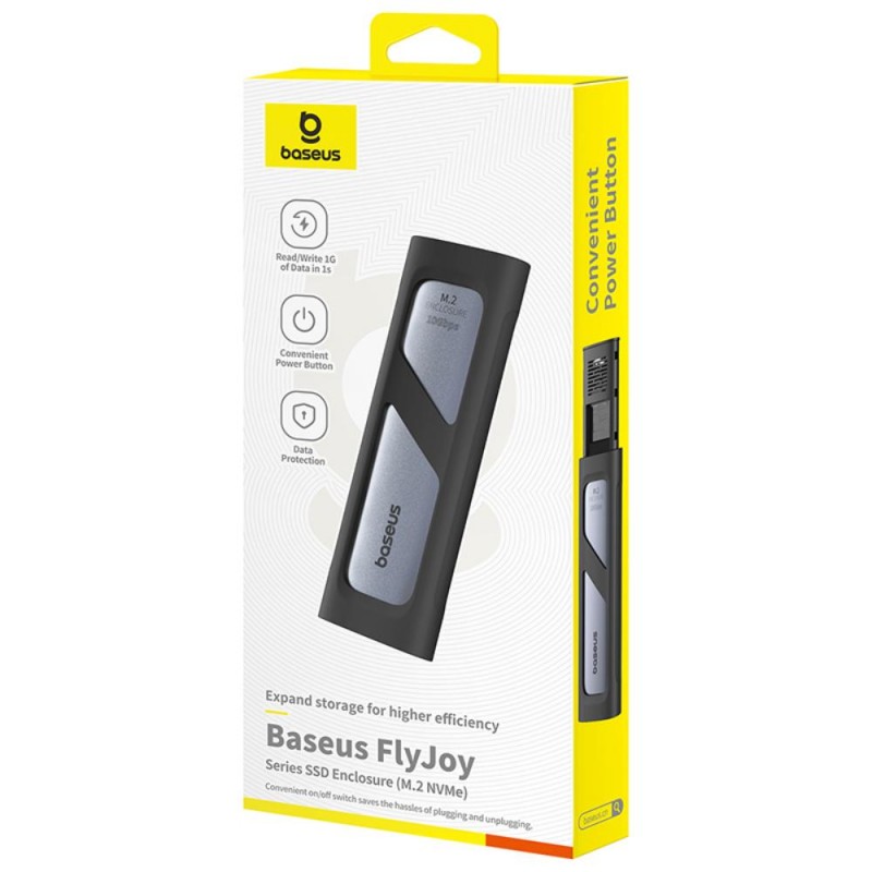 "Baseus FlyJoy" serijos SSD korpusas (M.2 NVMe), pilkos spalvos