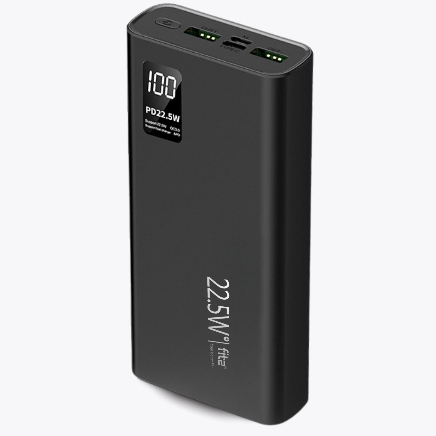 Išorinė baterija - powerbank FIT2 K8, 20000mAh, juoda