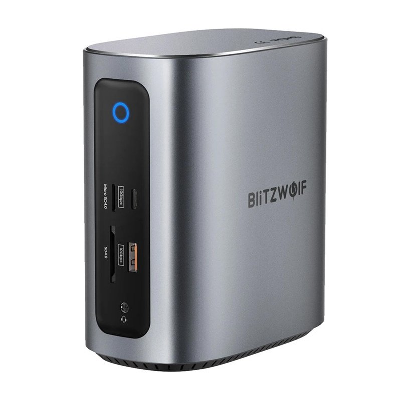 Blitzwolf BW‑TH15 17 in 1 dokavimo stotis: 2×HD + DP + 4×C + 3×USB 3.0 + USB 3.1 + C 3.2 + C PD + RJ45 + micro SD + SD + 3,5 mm audio